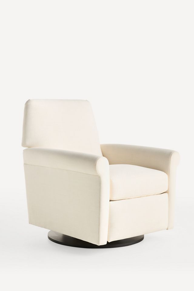 Crawford Linen Reclining Swivel Chair #1