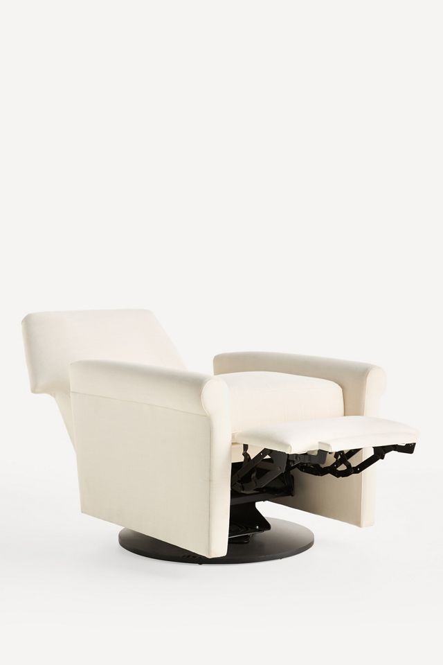 Crawford Linen Reclining Swivel Chair #2