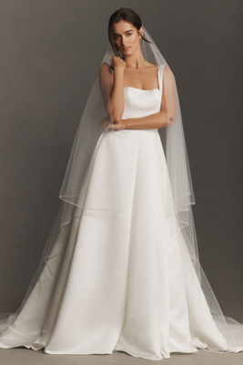 BHLDN Classic Ivory Cathedral Length Bridal Veil Light ivory wedding veil cathedral length V204C – Tulip Bridal main image 2