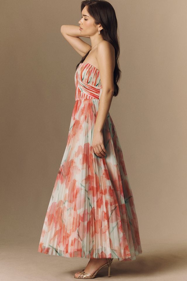 Hutch Corene Strapless Floral Tulle A-Line Midi Dress #3