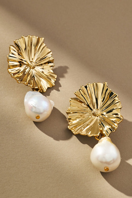 By Alona Amary Pearl Drop Earrings In Gold