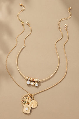 By Anthropologie Layered Charm Necklaces, Set Of 2 In Gold