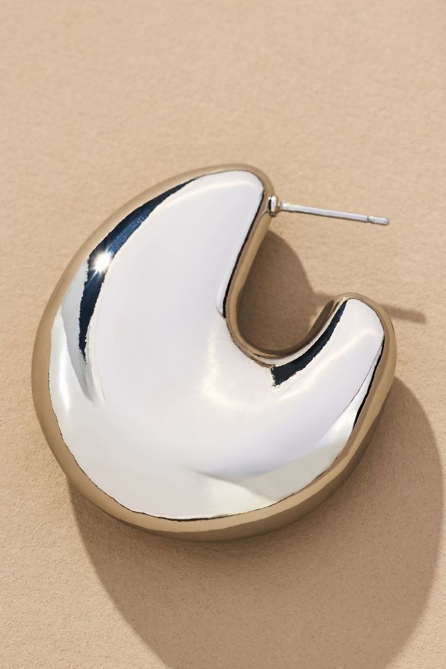 Curved Chunky Metal Hoop Earrings #1
