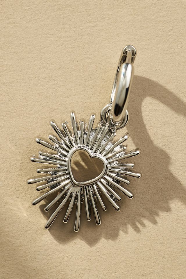 Starburst Heart Charm Huggie Earrings #1