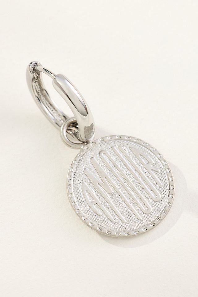 Amour Coin Charm Huggie Hoop Earrings #1
