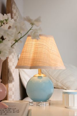 Dottie Scalloped Raffia Shade Glass Table Lamp