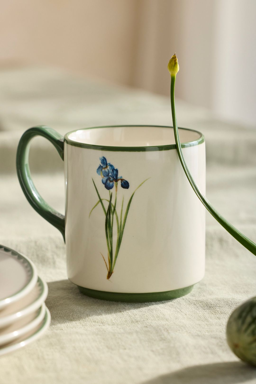 Spring Botanical Stoneware Mug - Blue, Standard, One Size