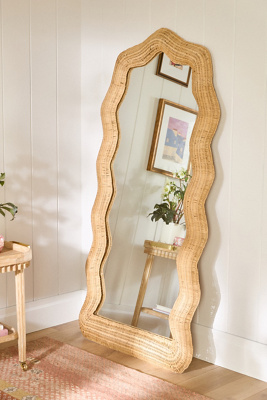 Maxine Rattan Scalloped Floor Mirror - Thumbnail 2