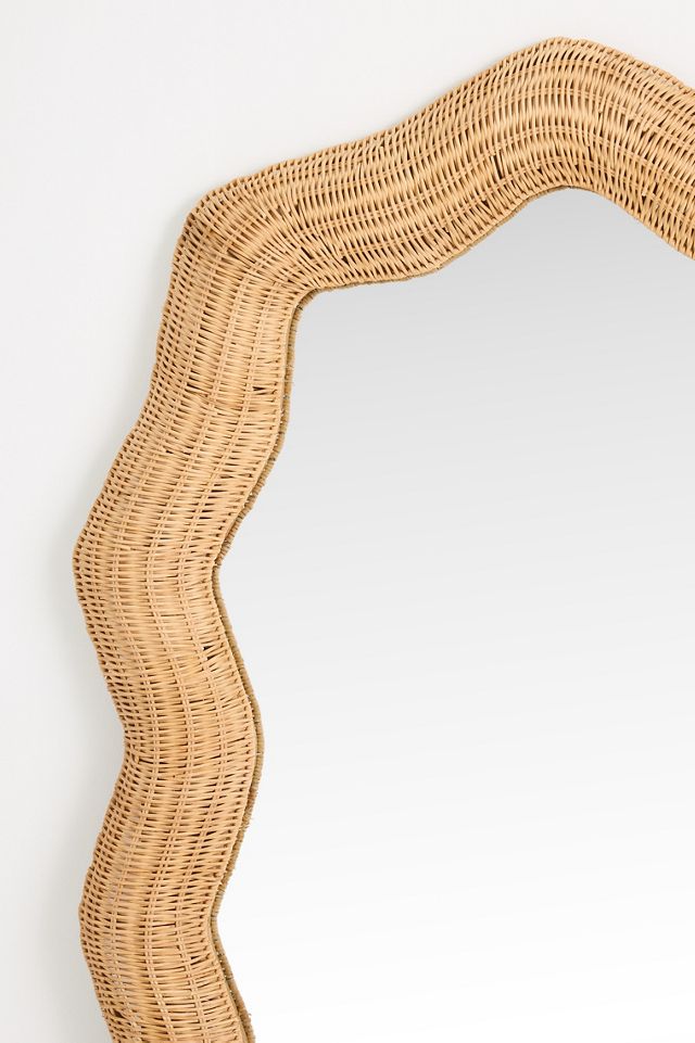 Maxine Rattan Scalloped Floor Mirror #2
