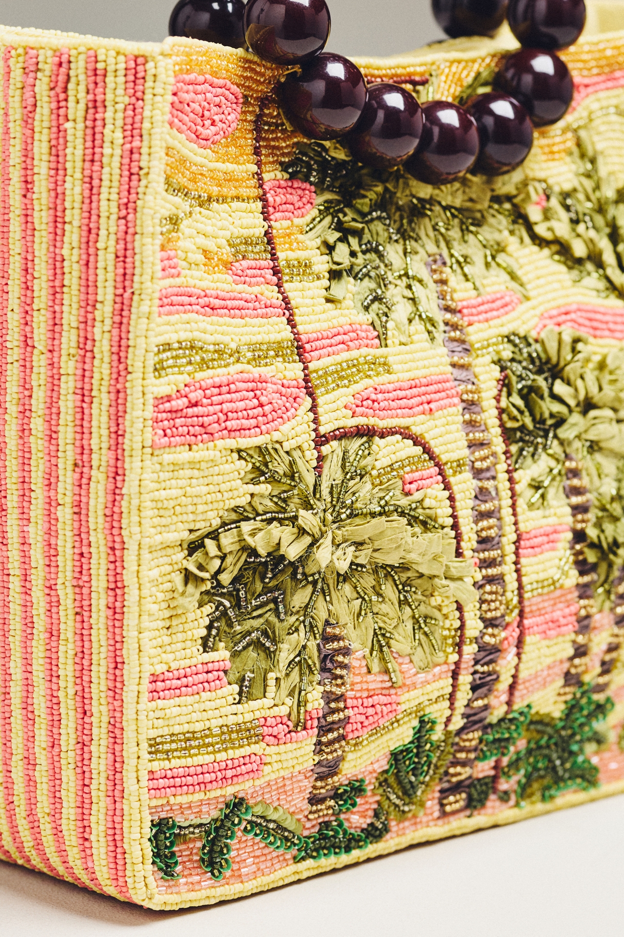 Wood Bead Bracelet Beaded Bag