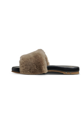 Beek Baza Shearling Sandals In Black
