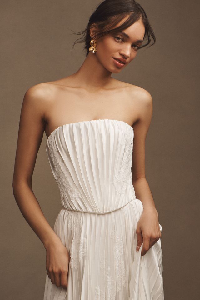 Watters Loen Plissé Charmeuse Satin A-Line Wedding Gown #2