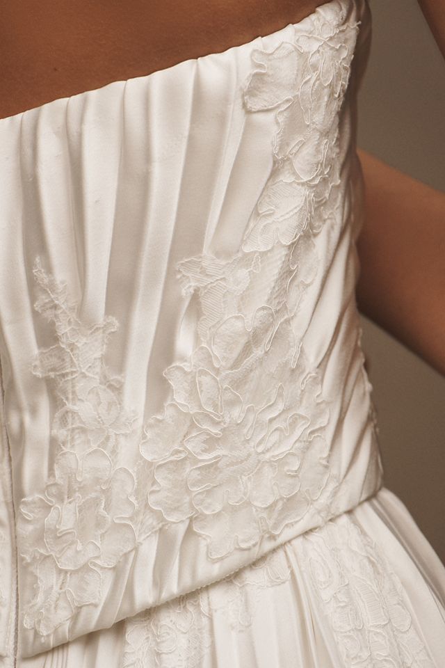 Watters Loen Plissé Charmeuse Satin A-Line Wedding Gown #4