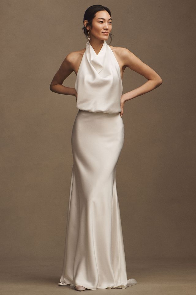 Willowby by Watters Morgana Satin Cowl-Neck A-Line Wedding Gown #4