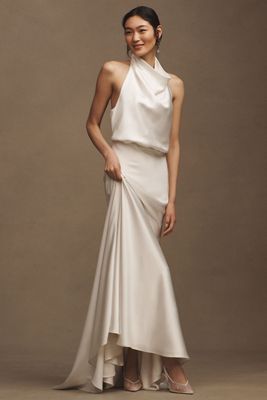 Willowby by Watters Morgana Satin Cowl-Neck A-Line Wedding Gown