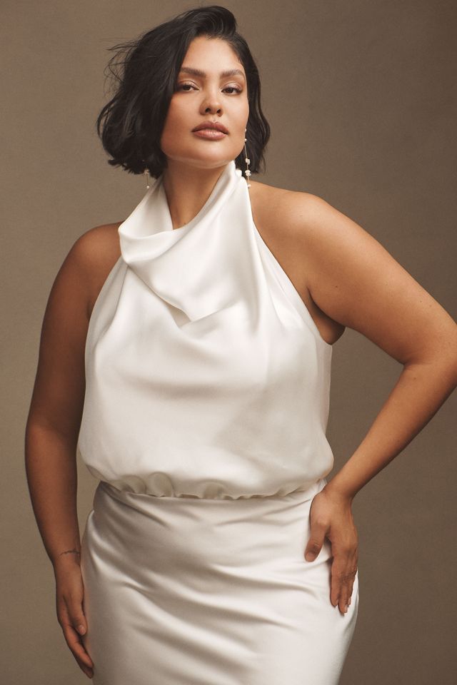Willowby by Watters Morgana Satin Cowl-Neck A-Line Wedding Gown #7