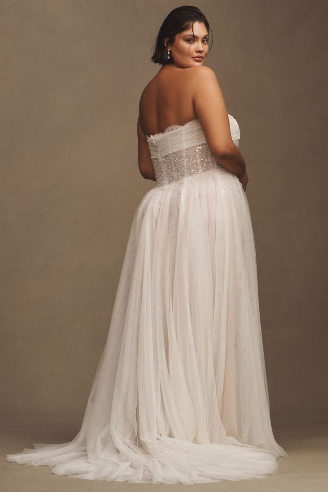 Wtoo by Watters Prima Beaded Tulle Strapless A-Line Wedding Gown #5
