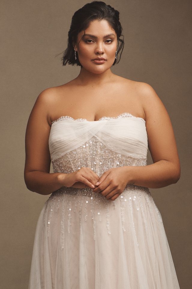 Wtoo by Watters Prima Beaded Tulle Strapless A-Line Wedding Gown #6