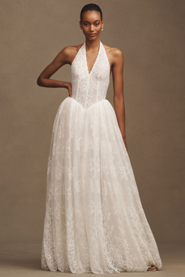 Willowby By Watters Prince Halter Lace Basque-waist Corset Wedding Gown