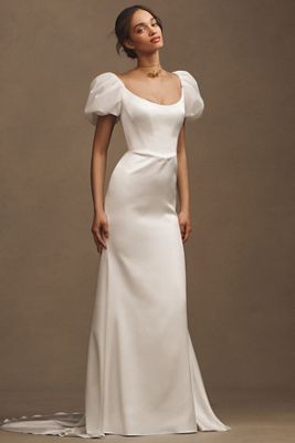Bronx and Banco Florentina Blanc Strapless Column Wedding Gown
