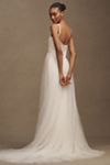 Watters Veronica Satin Square-Neck Chiffon-Overlay A-Line Wedding Gown