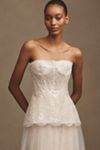 Watters Brookehaven Lace Strapless Drop-Waist A-Line Wedding Gown