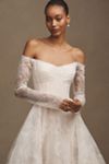 Wtoo by Watters Pendant Lace Off-The-Shoulder Long-Sleeve Ball-Skirt Wedding Gown