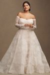 Wtoo by Watters Pendant Lace Off-The-Shoulder Long-Sleeve Ball-Skirt Wedding Gown