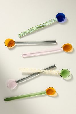 Glass Straight Spoons, Set of 6