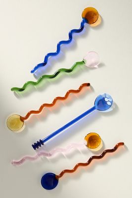 ANTHROPOLOGIE GLASS TWISTED SPOONS, SET OF 6 