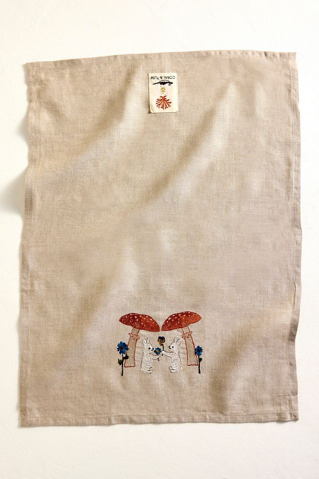 Coral & Tusk Mushroom Bunnies Dish Towel #2