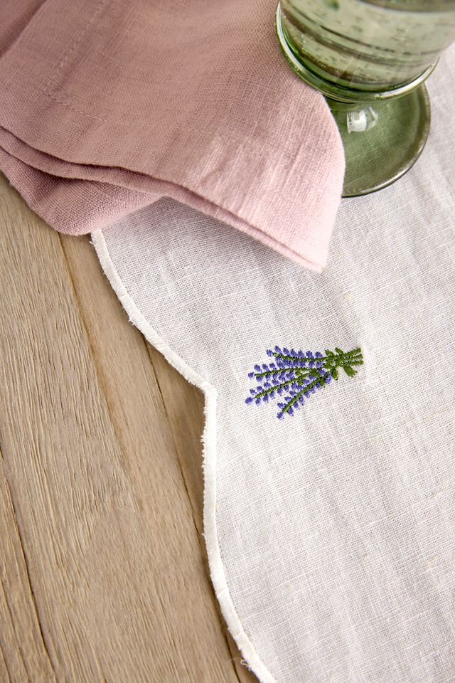 Embroidered Floral Linen Runner #1
