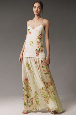 Hemant & Nandita Aiva V-Neck Drop-Waist Crepe Maxi Dress | Anthropologie