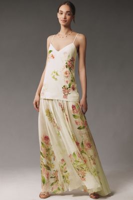 Hemant & Nandita Aiva V-Neck Drop-Waist Crepe Maxi Dress