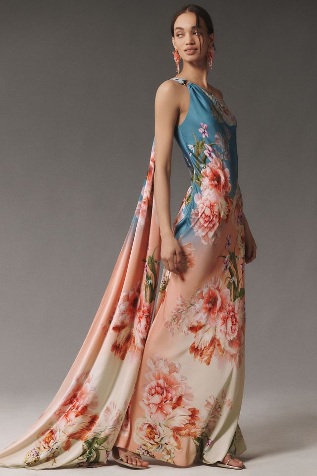 Hemant & Nandita Kavi One-Shoulder Satin Maxi Dress #3