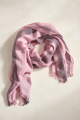 Terrain Fringed Stripe Scarf In Pink