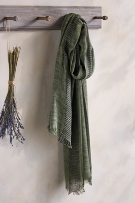 Elizabeth Gillett Fringed Stripe Scarf In Green