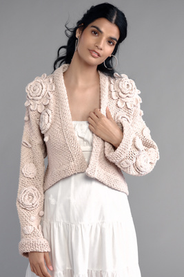 3D Floral Cardigan Sweater