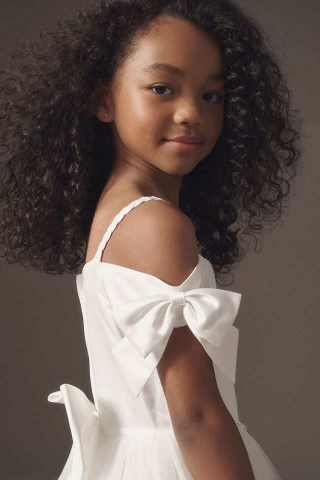 Princess Daliana Off-The-Shoulder Satin & Tulle Flower Girl Dress #1