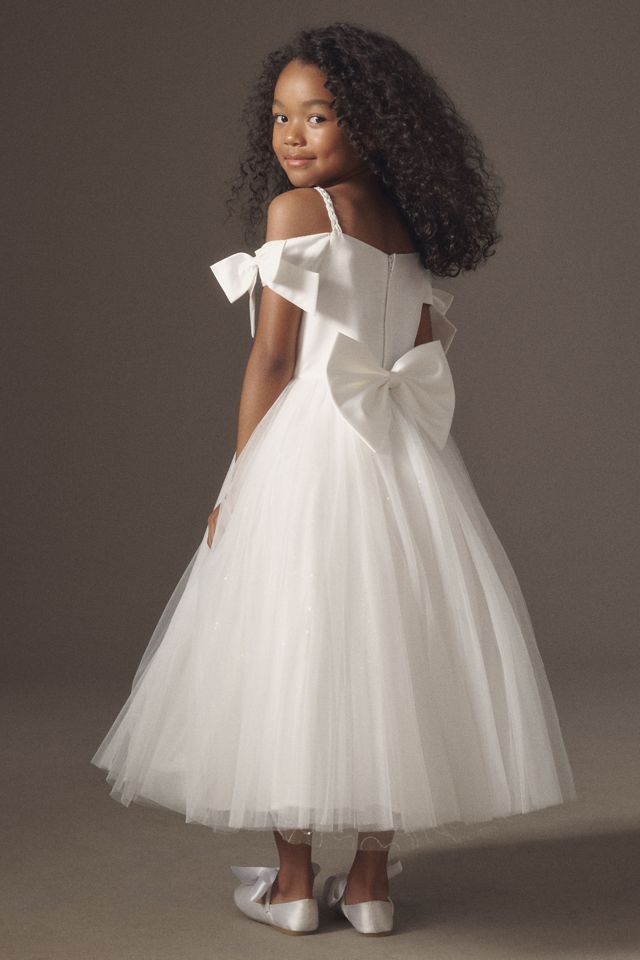 Princess Daliana Off-The-Shoulder Satin & Tulle Flower Girl Dress #2