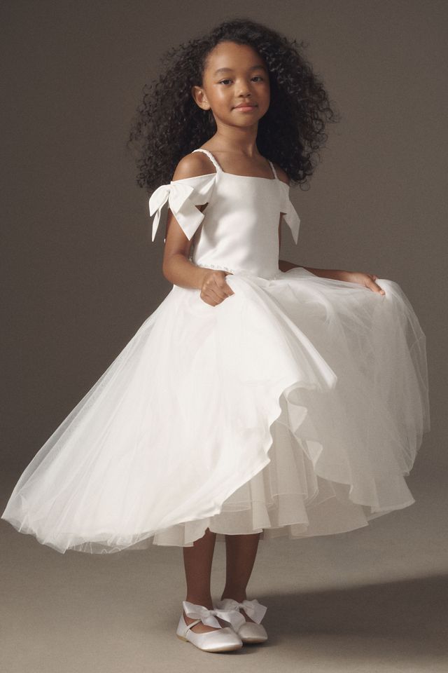 Princess Daliana Off-The-Shoulder Satin & Tulle Flower Girl Dress #3