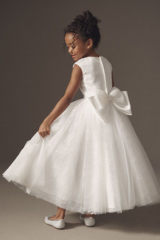Princess Daliana Sparkling Floral & Bow Flower Girl Dress #2