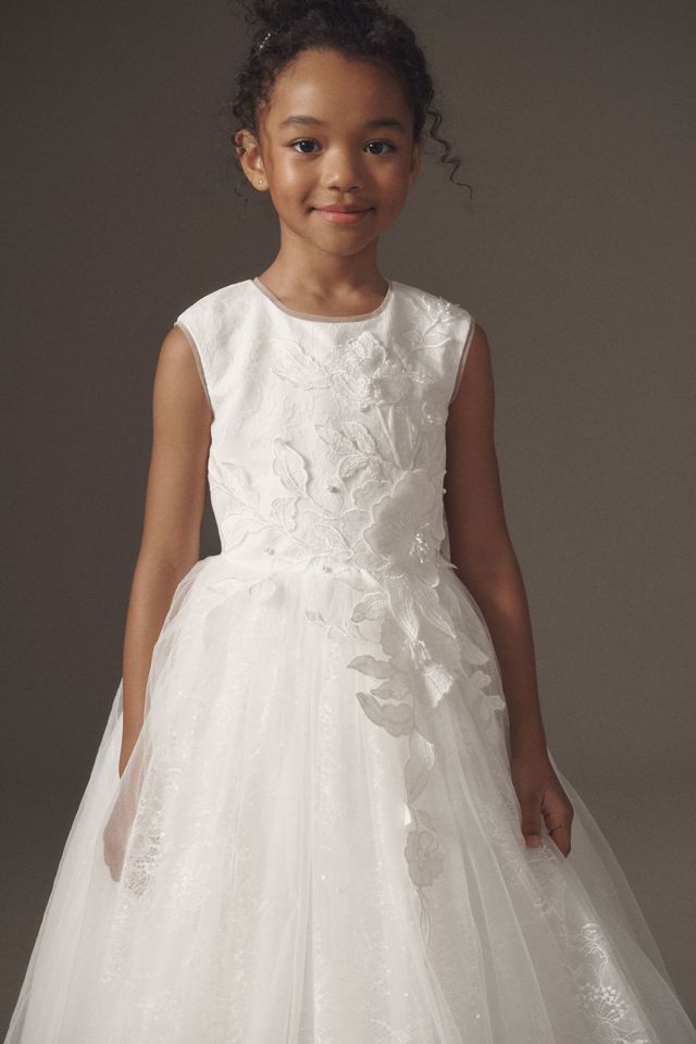 Princess Daliana Sparkling Floral & Bow Flower Girl Dress #3