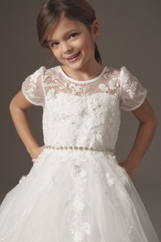 Princess Daliana Belted Floral Appliqué Flower Girl Dress #3