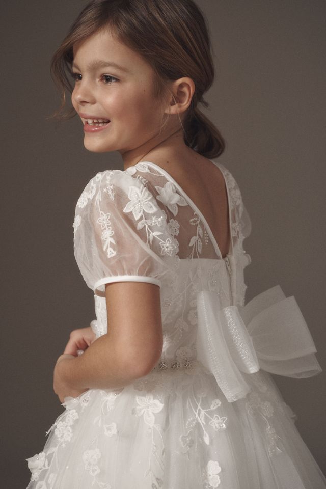 Princess Daliana Belted Floral Appliqué Flower Girl Dress #4