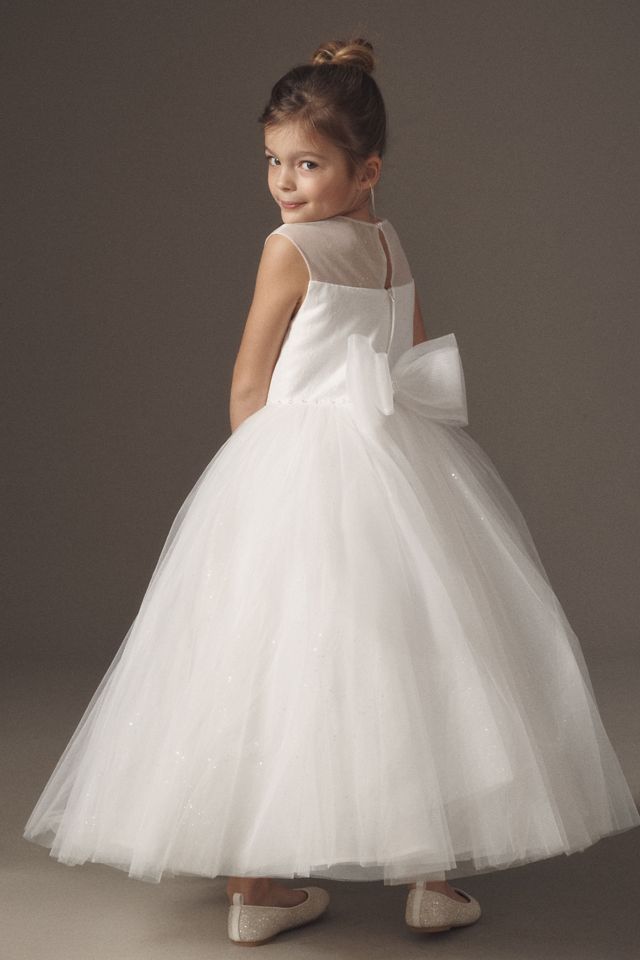 Princess Daliana Lace & Pearl Appliqué Flower Girl Dress #1