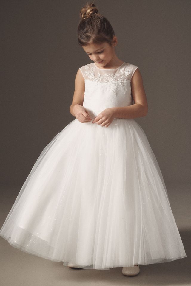 Princess Daliana Lace & Pearl Appliqué Flower Girl Dress #3