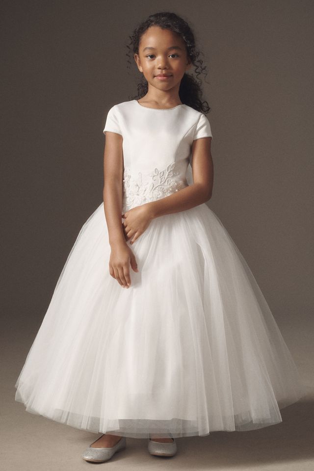 Princess Daliana 3D Floral Appliqué Drop-Waist Flower Girl Dress #3