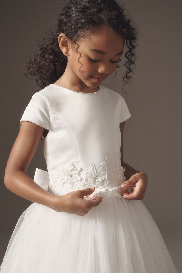 Princess Daliana 3D Floral Appliqué Drop-Waist Flower Girl Dress #4