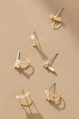 Delicate Crystal Post Earrings, Set of 3